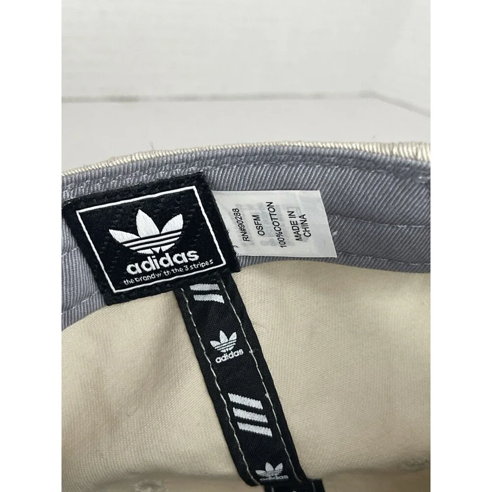 Adidas Sand Beige Cotton Adjustable Dad Hat Cap Embroidered Logo